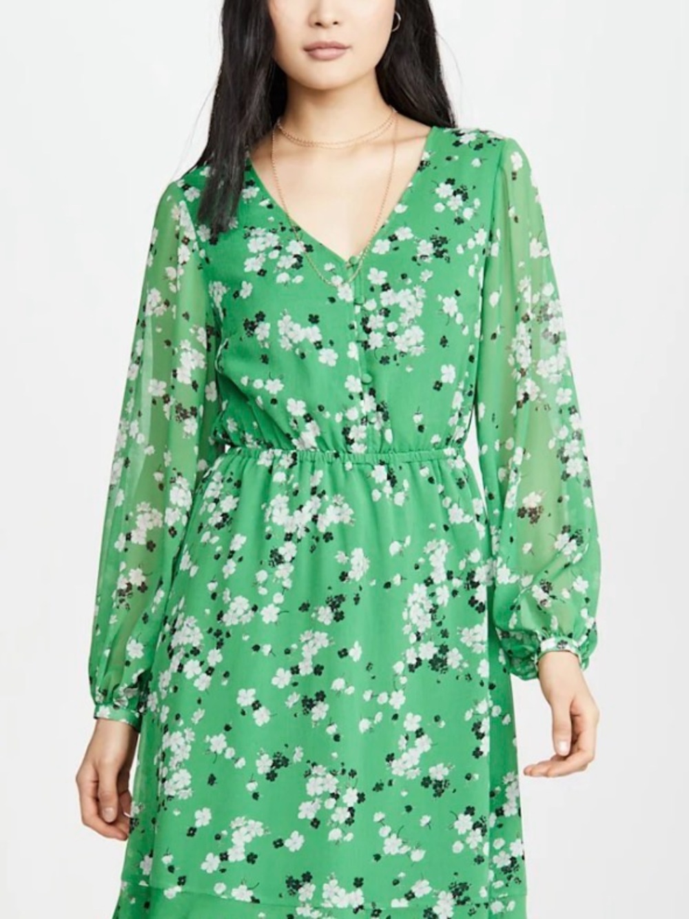 Cupcakes & Cashmere Green Floral Midi Dress